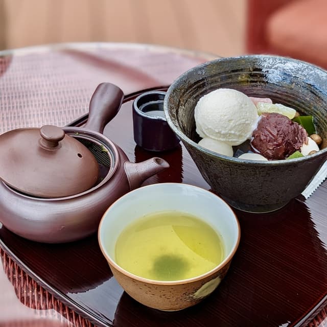 Motomachi Terrace: A Japanese Tea Café where you can savor Japanese tea and local island ingredients, with both indoor and open-air seating available