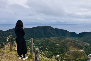 The best view of the volcano with a double caldera structure