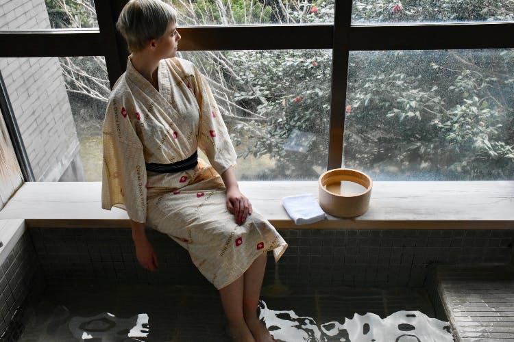 Oshima Onsen Hotel, Guest room with open-air bath, onsen, hotspring, mountain view