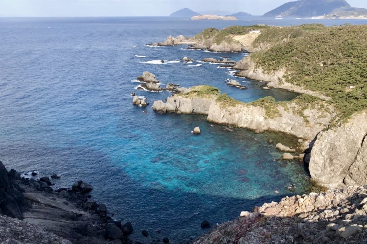 Boasting Emerald Green Waters, A Gem For Water Sports And Onsen, Shikinejima island, Tokyo islands, Izu islands, Tokyo, Japan, kanbiki observatory, lookout