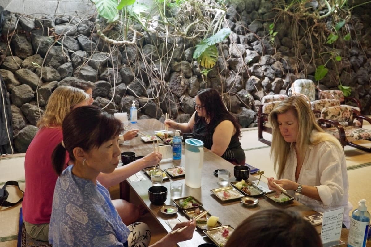 Hachijojima, Isozakien, stone-walled home, island dishes rooted intradition and crafted fromfresh, locally sourcedingredients, Private Jet Island Hopping to Tokyo’s Wild Side: A 3-Night Journey to Hachijojima & Oshima, Tokyo Islands, Izu Islands, Tokyo, Japan