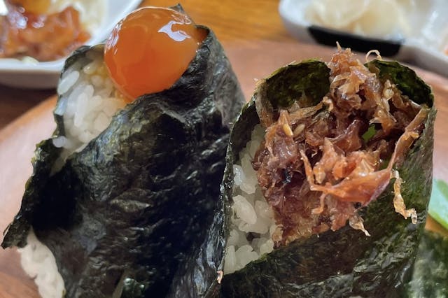 MIKASA: Japanese soul food, Onigiri, with ingredients from Niijima (Vegetarian options also available).